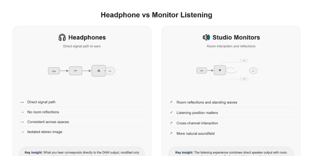 Comparison of headphone and studio monitor listening environments for mixing