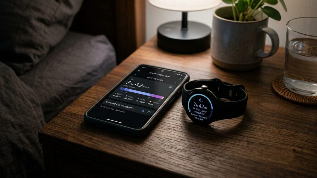 sleep tracker syncing data to phone via bluetooth